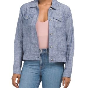 Jones & Co Linen Denim Jacket Womens Small NEW Lightweight